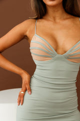 Papillon Striped Bust Bodycon Mini Dress Sage