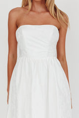 Anushka Strapless Empire Maxi Dress Jacquard White