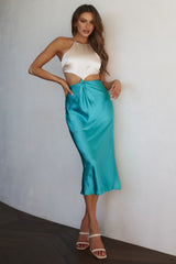 Utopia Cut-Out Waist Midi Dress Blue