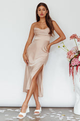 Giorgette Side Split Midi Dress Champagne