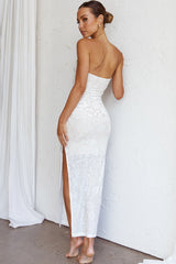 Sing To Me Keyhole Bodice Midi Dress White