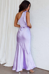 Eleanora One-Shoulder Satin Dress Lilac