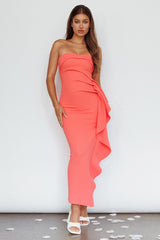 Sasha Cascade Ruffle Midi Dress Watermelon