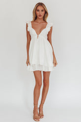 Siren Song Frill Strap Mini Dress White
