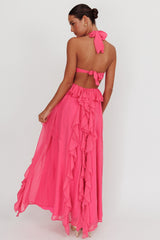 Santiago Cut-Out Ruffle Maxi Dress Fuchsia