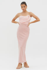 Karaline Strapless Bust Accent Maxi Dress Blush