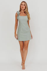 Annie Ruffle Shoulder Strap Mini Dress Olive