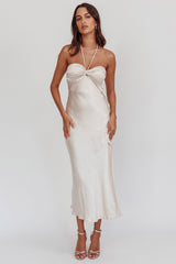 Kindred Spirit Strapless Gathered Bust Midi Dress Champagne