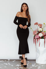 Speakeasy Off-Shoulder Maxi Dress Black
