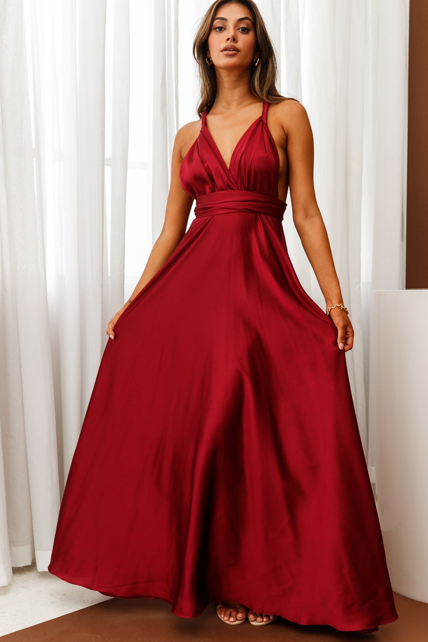 Ariana Multiway Maxi Dress Wine
