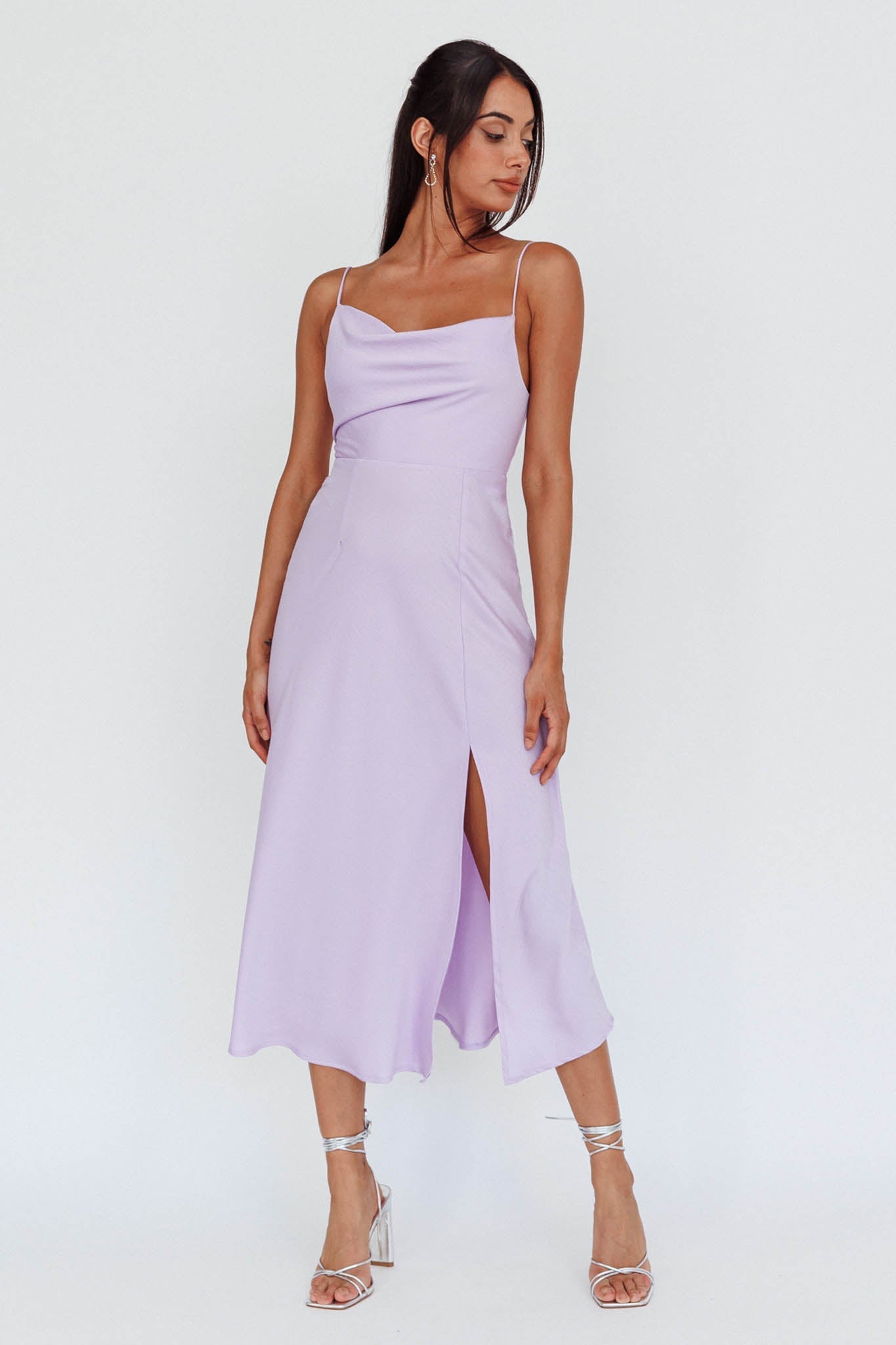 Suki Front Split Midi Dress Lilac