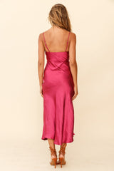Well Versed Pleated Bust Front Split Dress Fuchsia