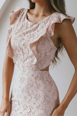 Jackie Pinafore Floral Lace Dress Pink