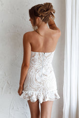 Zoey Lace Embroidery Strapless Mini Dress White