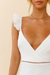 Kaley Layered Frill Hem Textured Dress White