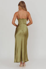 Her theory Lace Trim Maxi Dress Olive