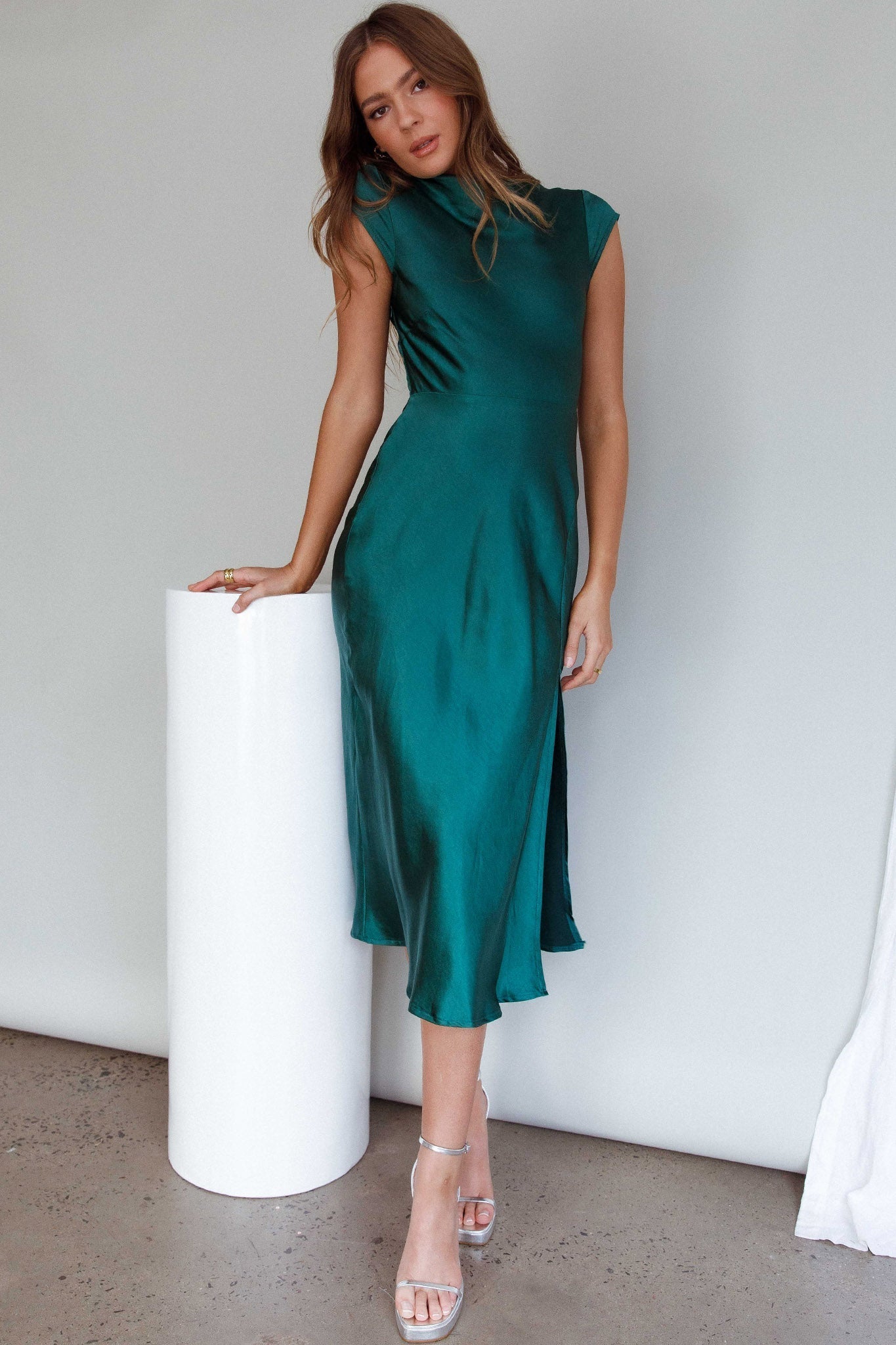 Lucinda Twist Back Midi Dress Jade