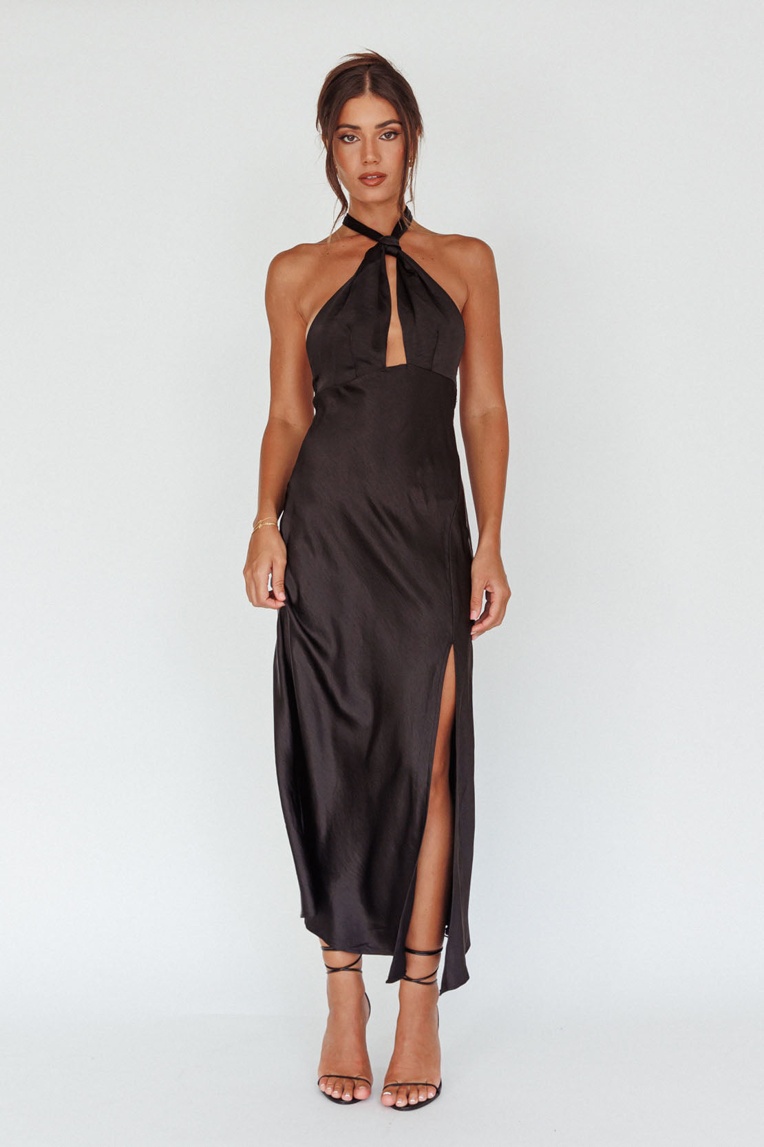 Te Amo Halterneck Open Back Midi Dress Black