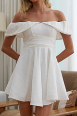 Lillianne Off-Shoulder A-line Mini Dress White