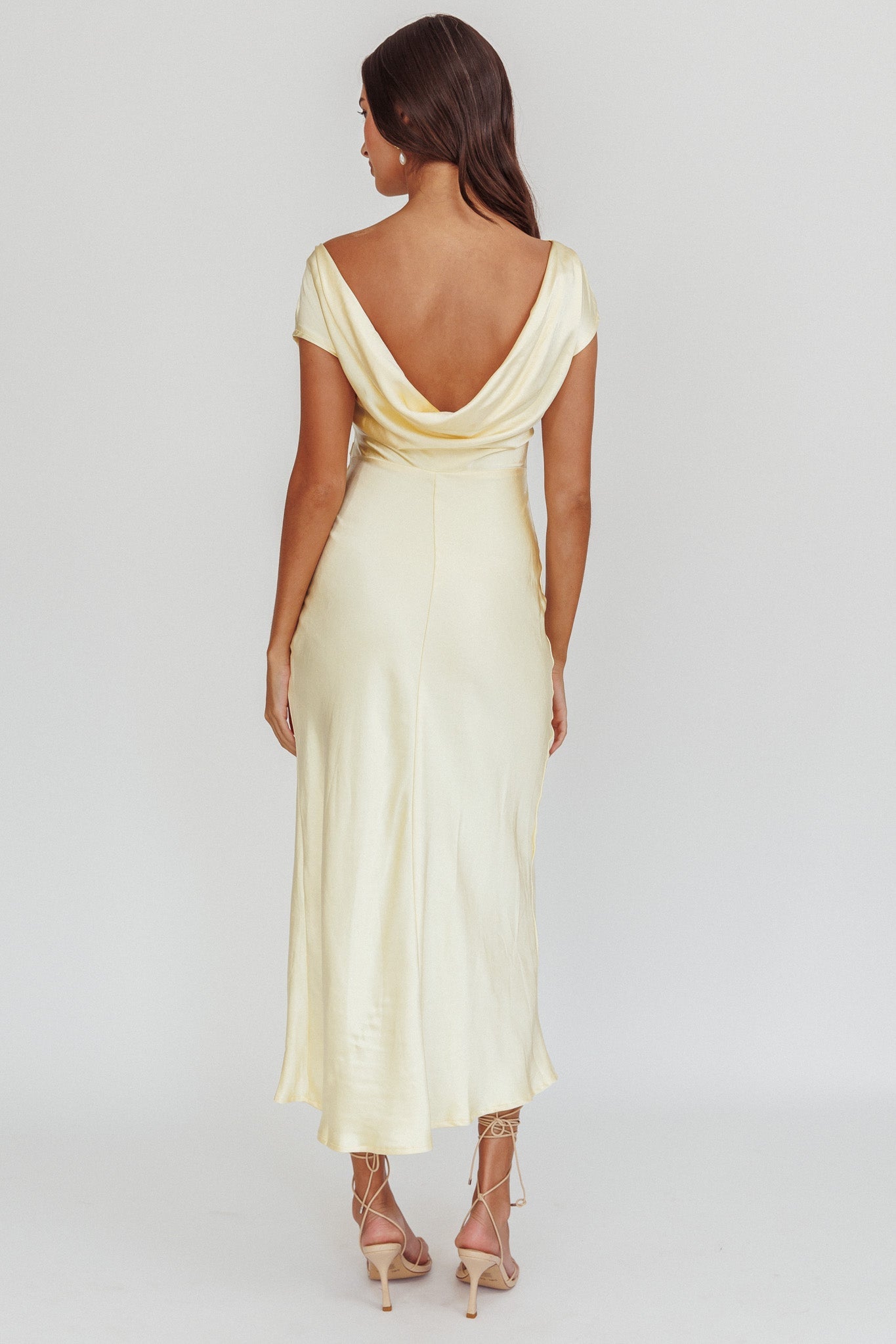 Loveland Cap Sleeve Cowl Back Midi Dress Butter
