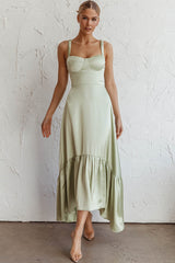 Belle De Jour Flounce Hem Midi Dress Pistachio