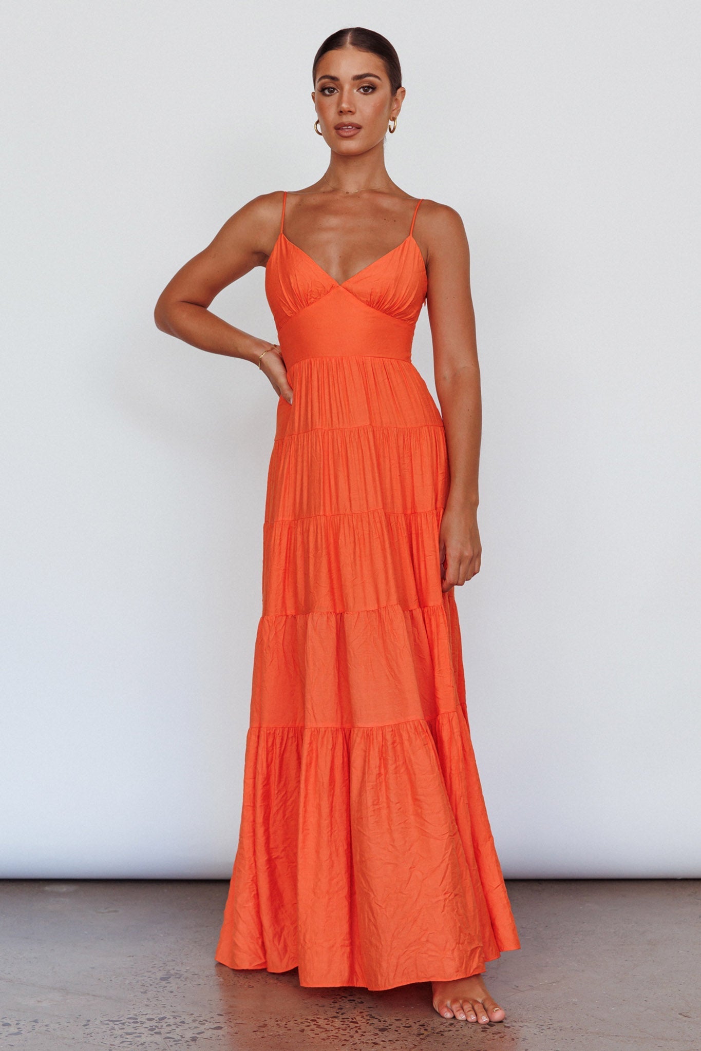 Main Attraction Cami Strap Maxi Dress Tangerine