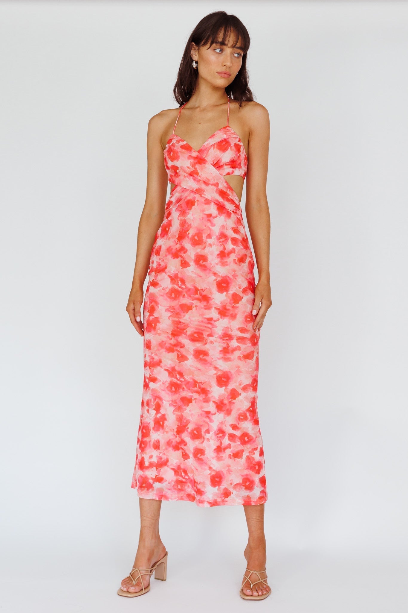 Alivia Tied Back Maxi Dress Floral Red