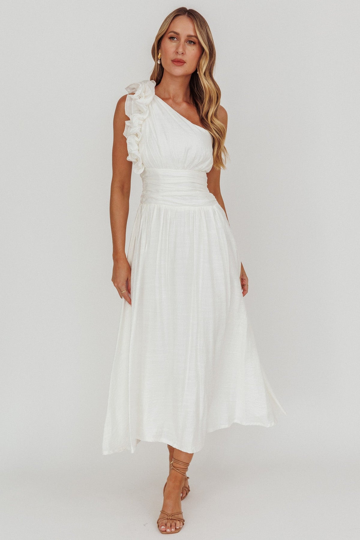 Antheia One-Shoulder Maxi Dress White