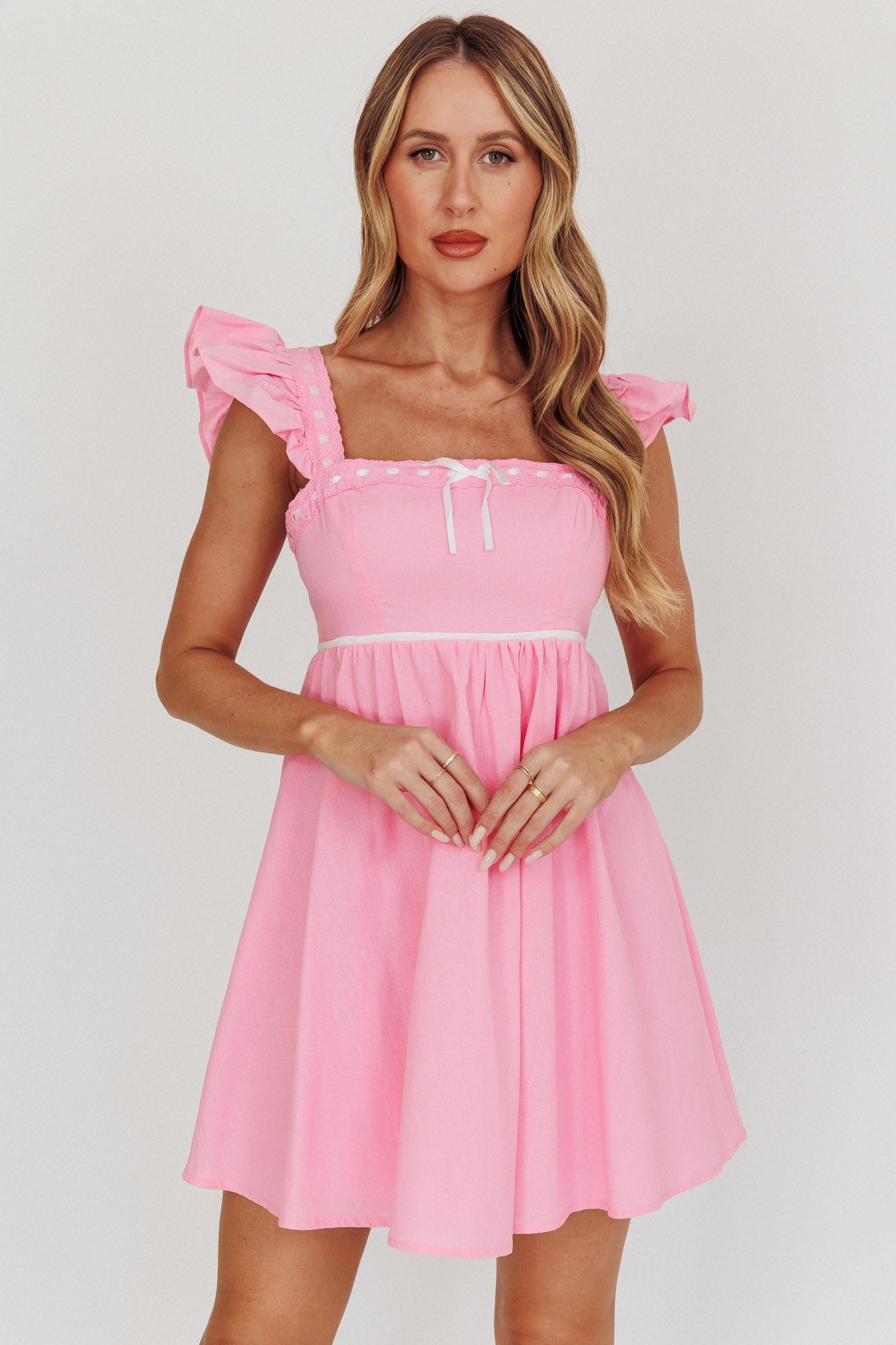 Angels Harp Babydoll Mini Dress Light Pink