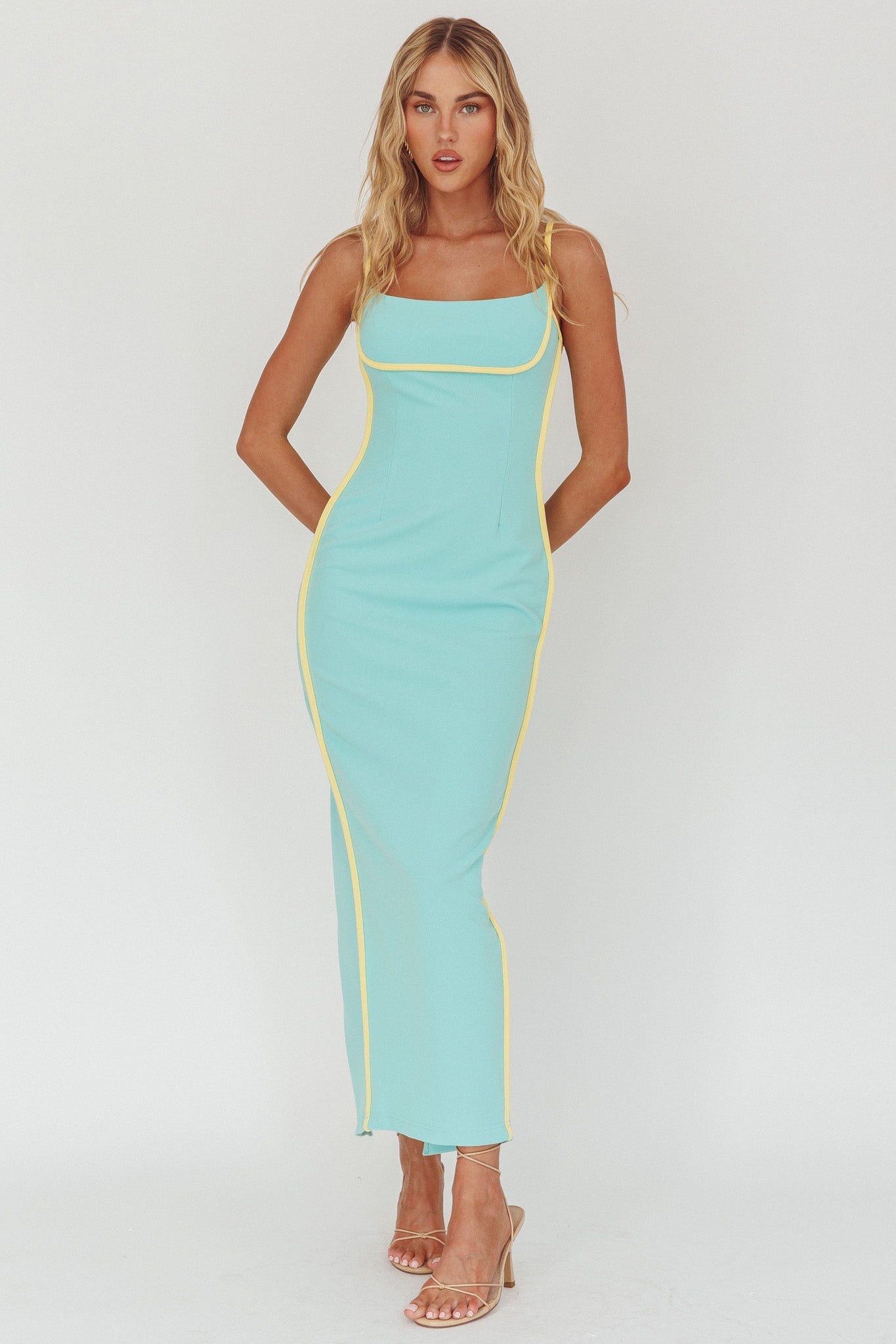 Sunny Coast Piping Trim Maxi Dress Peppermint