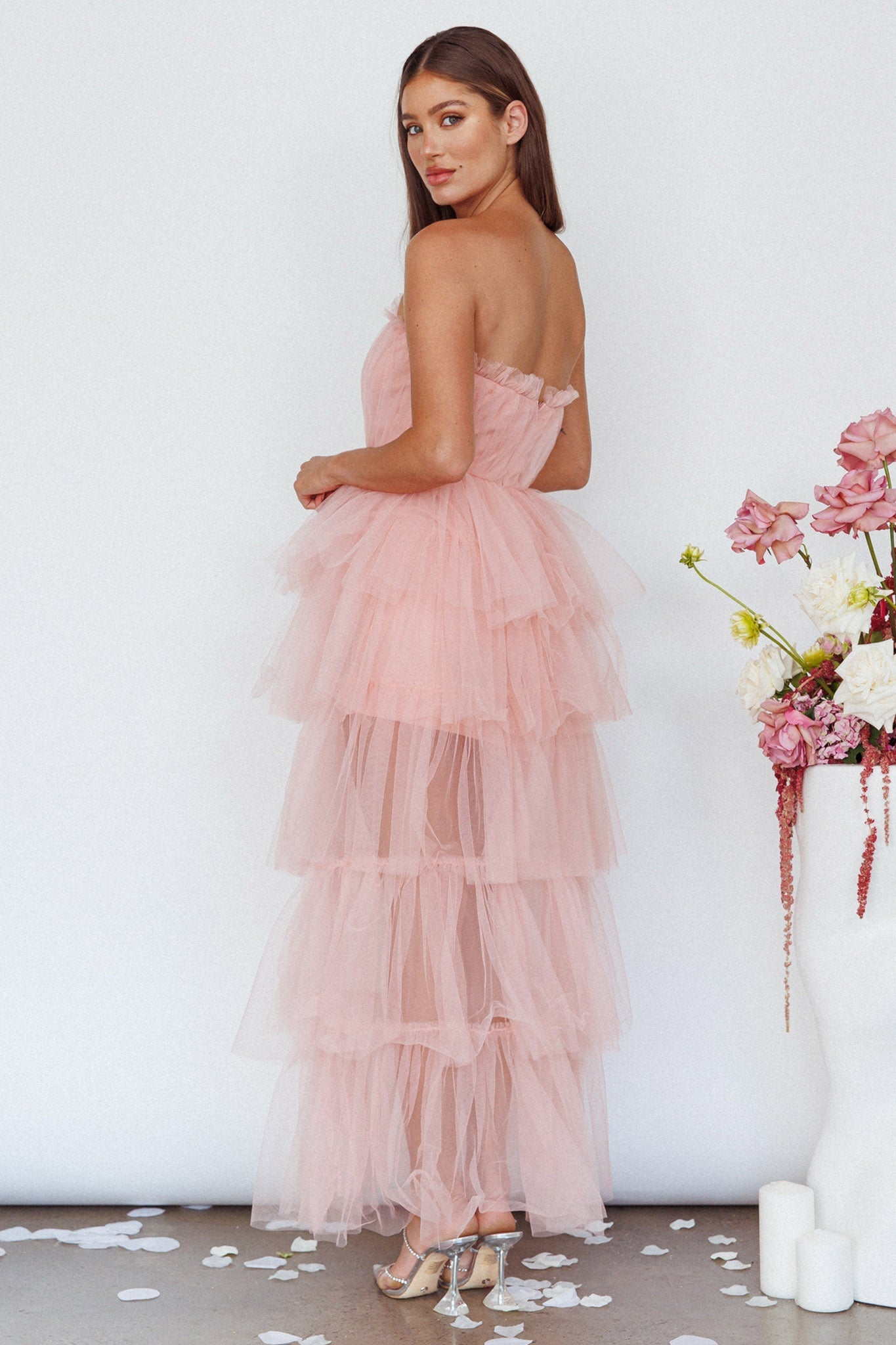 Written In The Stars Layered Tulle Maxi Dress Pink