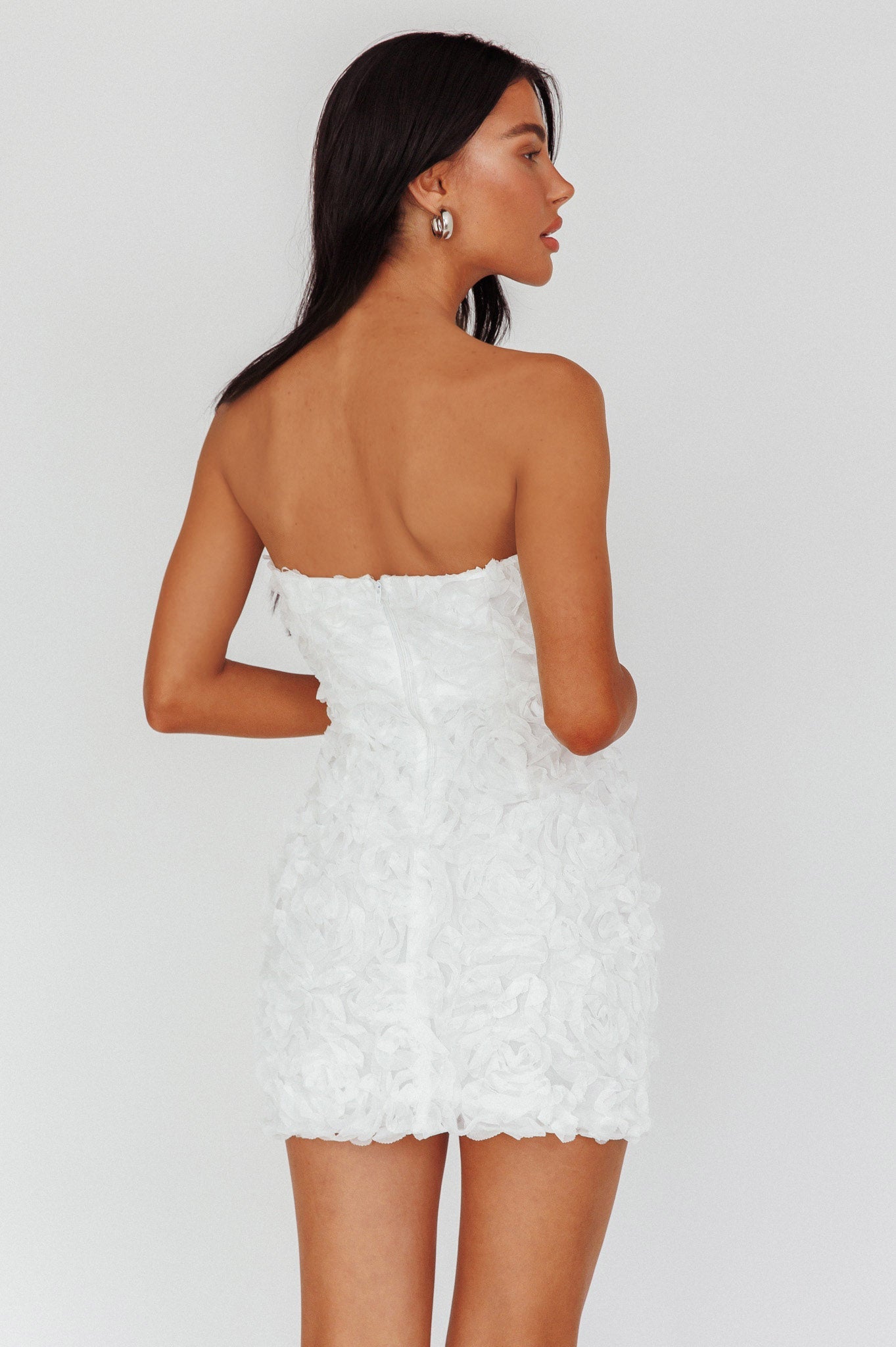 Charmer Floral Embellished Mini Dress Ivory