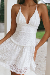 Belize Flounce Hem Mini Dress White