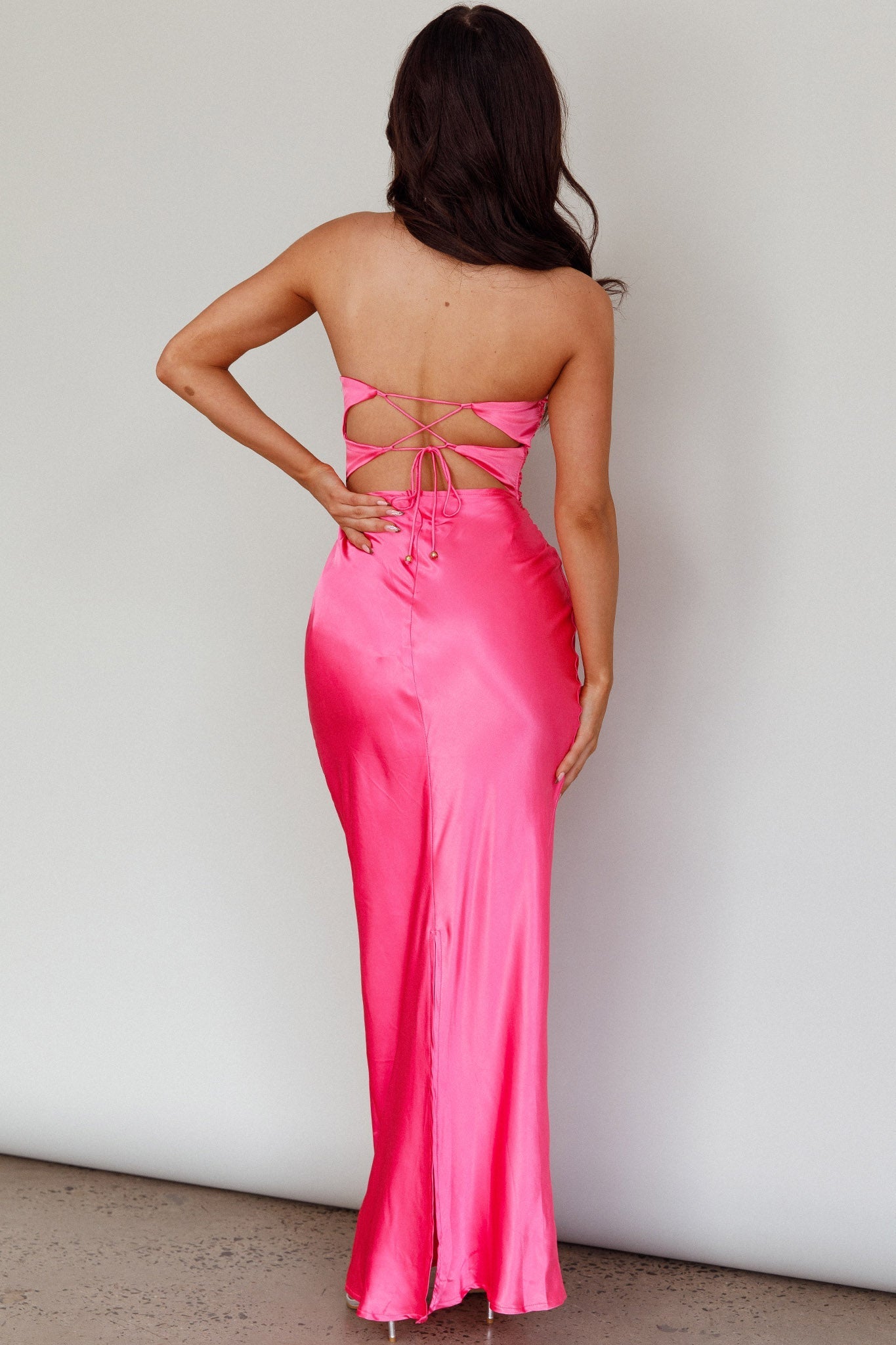 Good Impression Double Twist Midi Dress Hot Pink