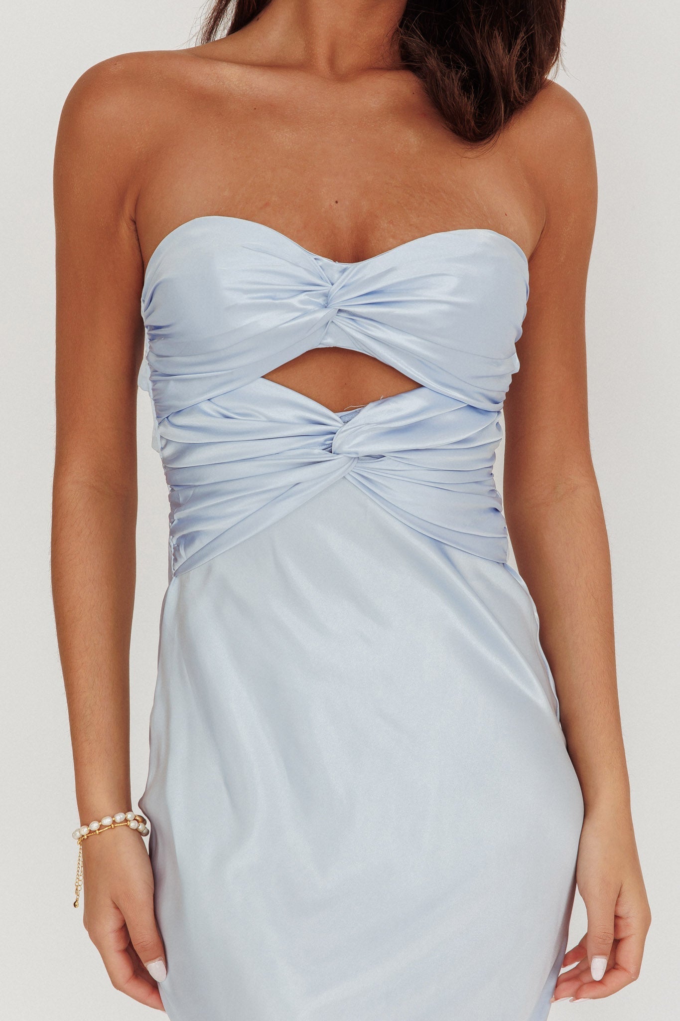 Good Impression Double Twist Maxi Dress Steel Blue