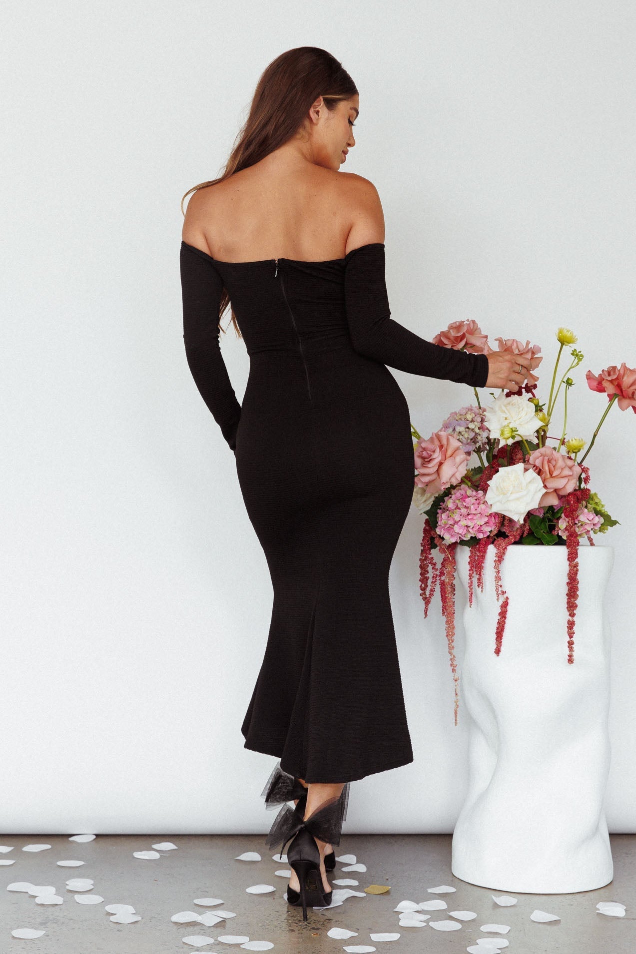 Speakeasy Off-Shoulder Maxi Dress Black