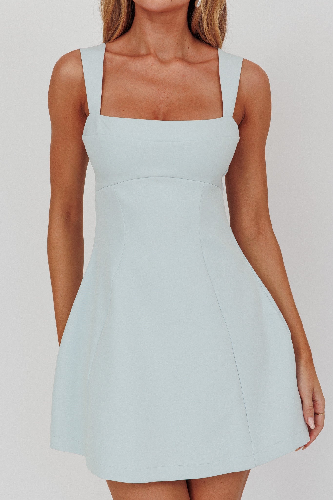Jordy Structured A-Line Mini Dress Ice Blue