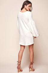 Morais Puff Sleeved Sweater Dress Off White